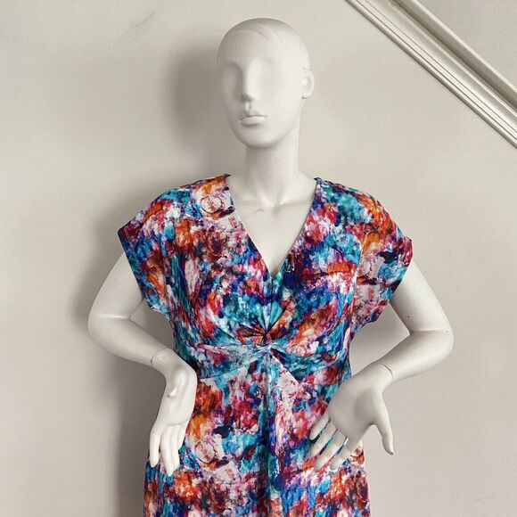 Soft Surroundings Day Spa Swim Dress Multi Abstract Short Sleeve Cover-up L - Picture 9 of 10